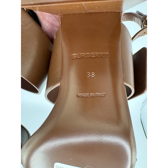 Burberry brown monogram-motif TB leather sandals - Picture 10 of 11